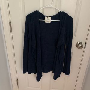 Navy blue fuzzy Abercrombie Kids cardigan